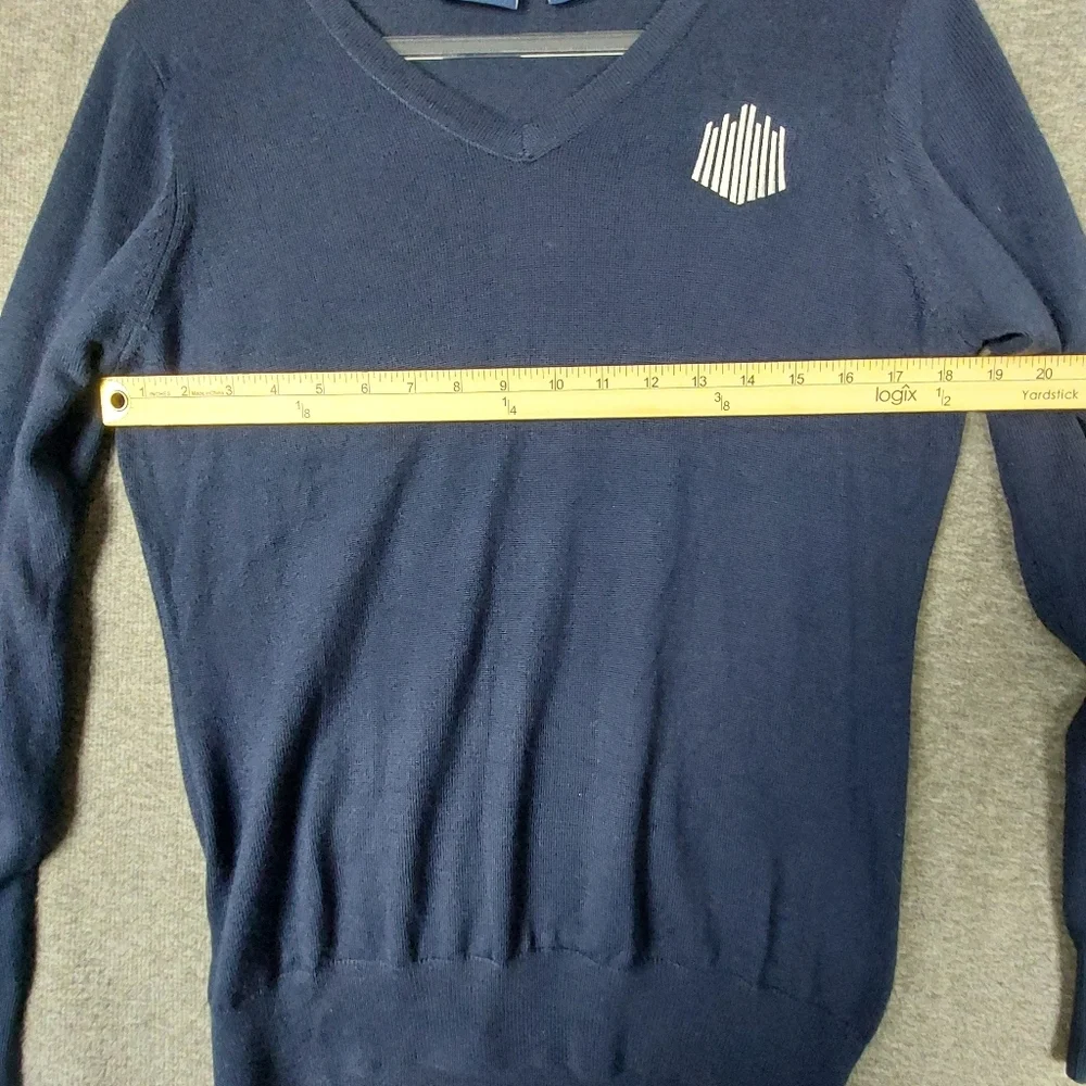 CUTTER & BUCK MENS NAVY BLUE LAKEMONT VNECK MERINO WOOL BLEND PREPPY SWEATER L